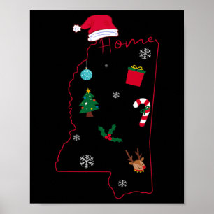 Poster Mississippi Natal Home Xmas Estado do Mississippi