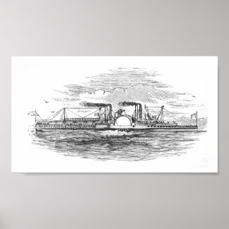 Póster Mississippi Steamboat 1854
