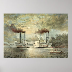 Poster Mississippi Steamboat Race 1859