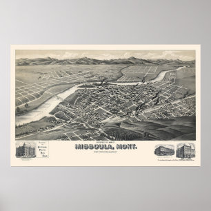 Póster Missoula, mapa panorâmico da TA - 1891