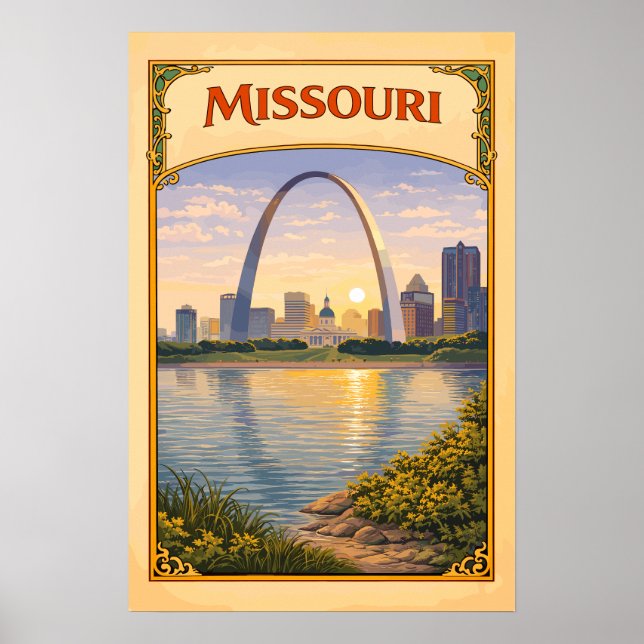 Poster Missouri Gateway Arch Vintage (Frente)