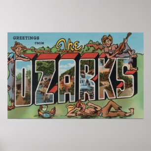 Poster Missouri - The Ozarks - Large Letter Scenes
