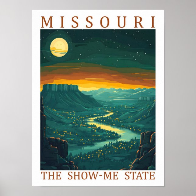 Poster Missouri the Show Me State USA Viagem place (Frente)