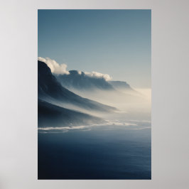 Poster Mist-Covered Coastal Mountains Sunrise Glow