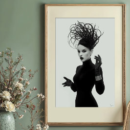 Poster Mistério Com Véu: Glamor Monocromático Avant-Garde