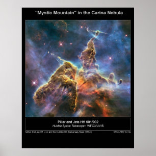 Poster místico da montanha da nebulosa de Carina