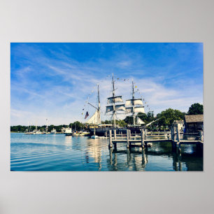 Poster místico do navio de tosquiadeira do porto