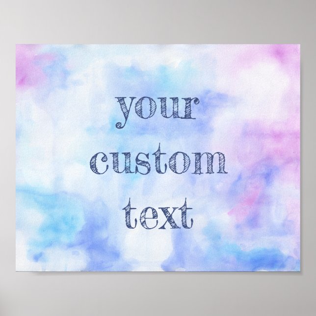 Poster Mistura de Cores de Água Azul e Rosa com Cotação P (Frente)