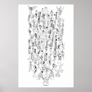 Poster Mistura de Mitos Gregos - caracteres de Mitos sele