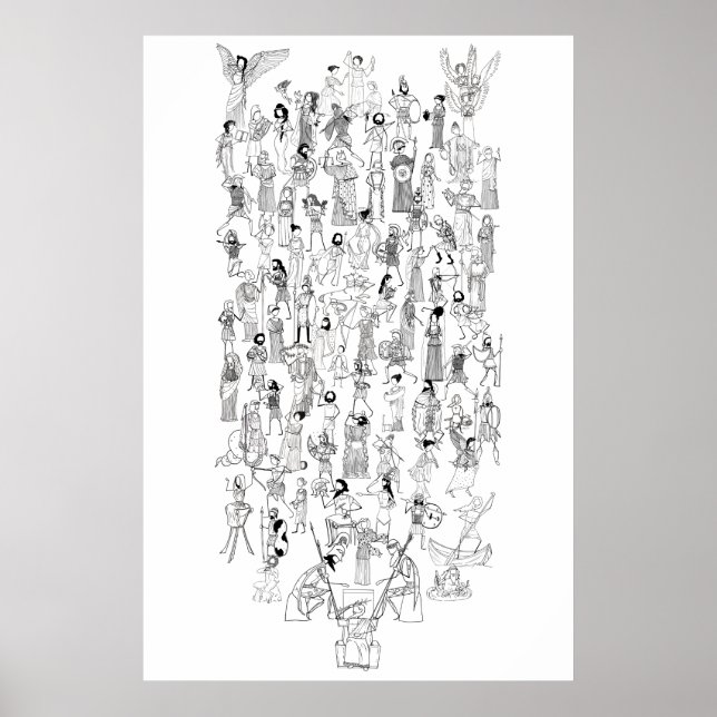 Poster Mistura de Mitos Gregos - caracteres de Mitos sele (Frente)