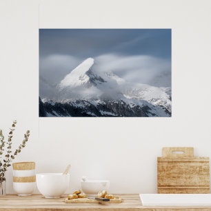 Poster Mistura de nuvens sobre a montanha Grintovec, Eslo
