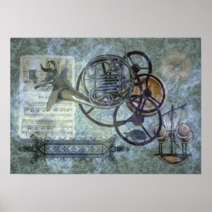 Poster Mistura de Steampunk da trompa francesa