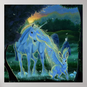 Poster "Misture Midsummers Morning" Unicorn Canvas Print