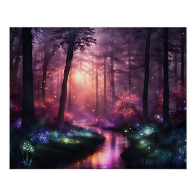 Póster Misty Forest Firefly Lights (Frente)
