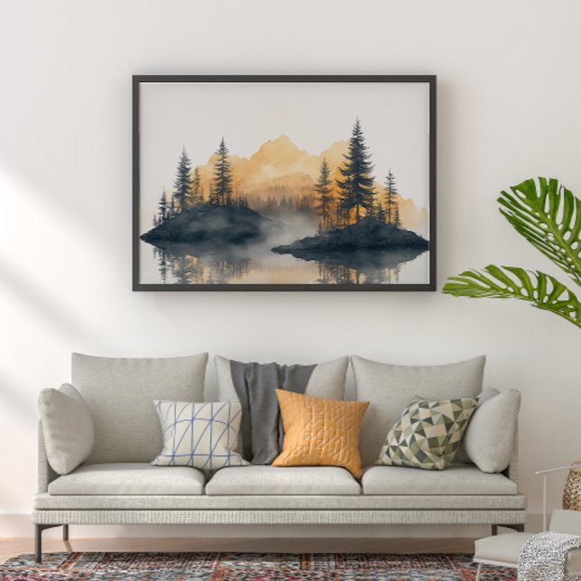 Póster Misty Peaks Zen Minimalist Wall Art (Criador carregado)