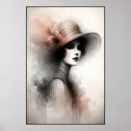Poster Misty Retro Portrait of Elegance