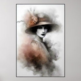 Poster Misty Retro Portrait of Elegance