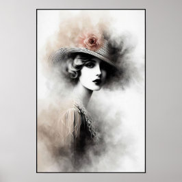 Poster Misty Retro Portrait of Elegance