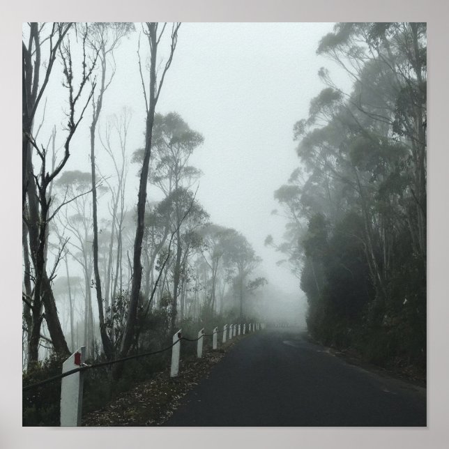 Poster Misty road up kunanyi/Mt Wellington Tasmania (Frente)