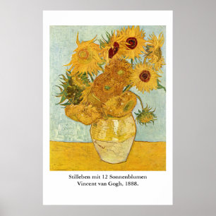 Poster Mit 12 Sonnenblumen do Stilleben de Vincent van