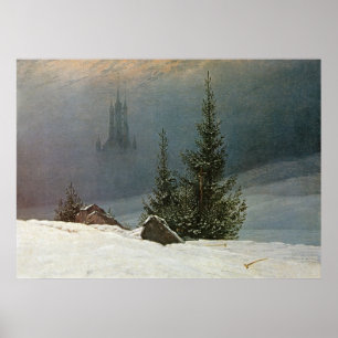 Poster Mit Kirche de Winterlandschaft