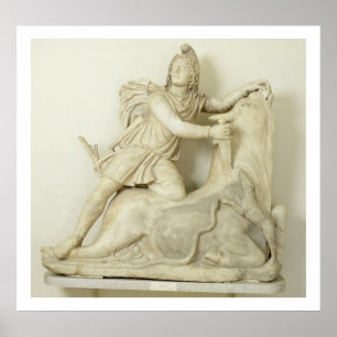 Poster Mithras Sacrificando o Touro, alivio de mármore, R