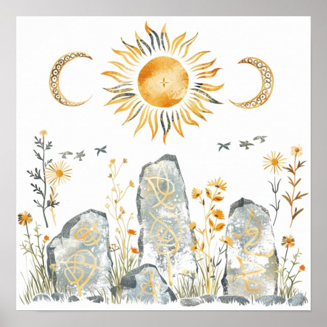 Poster Mitologia Celta e Símbolos Sun Litha (Frente)