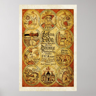 Poster Mitologia de Scandinvian dos noruegueses de Edda