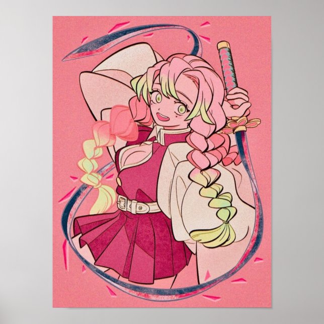 Poster Mitsuri Kanroji O Amor Desenho Da Fã Hashira (Frente)