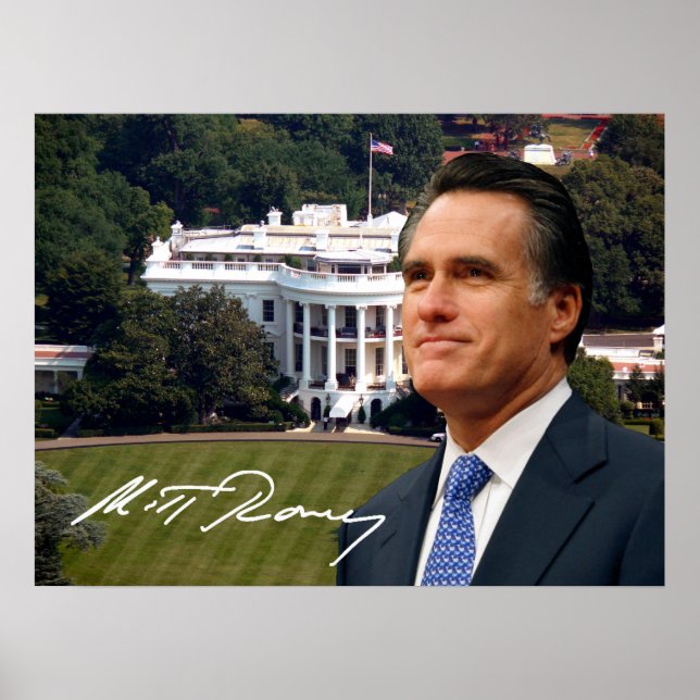 Poster Mitt Romney e Casa Branca (Frente)