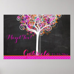 Poster Mitzvah Chalkboard Tree of Life Sign in Conselho