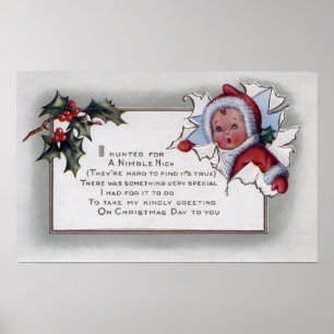 Póster Miúdo de GreetingLittle do Natal através do pape