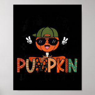 Poster Miúdos Pumpkin Mais Fresco No Patch Halloween Boys