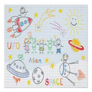 Póster Miúdos que tiram, espaço, aliens, universo,