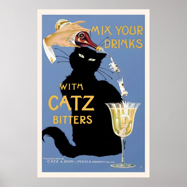 Poster Mix Your Drinks with Catz Bitters Vintage (Frente)