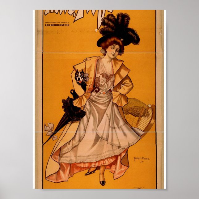 Poster Mlle. Fifi, "Aqui estou eu!" Teatro Vintage (Frente)