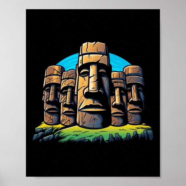 Poster Moai Cabeça de Páscoa Ilha de Páscoa (Frente)