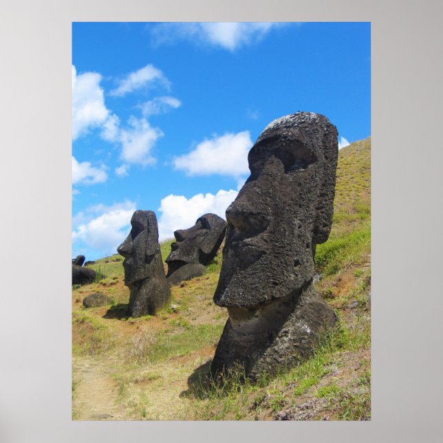 Póster Moai na Ilha de Páscoa Rano Raraku (Frente)