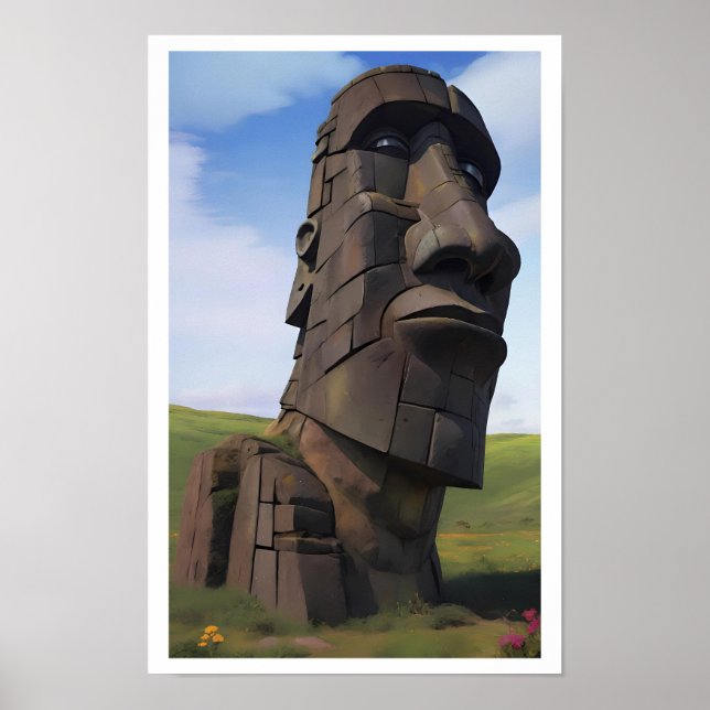 Poster Moai sobre Molehill (Frente)