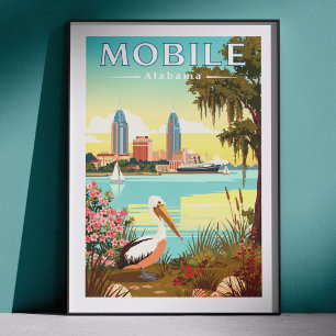 Poster Mobile Alabama Vintage