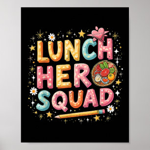 Poster Moça-Almoçadora Almoçando Seu Esquadrão Herói.
