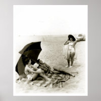 Moça de maiô ao largo de Oregon Beach Vintage