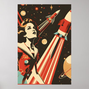 Poster Moça espacial soviética