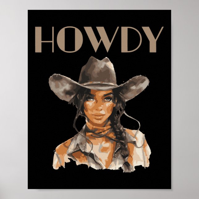 Poster Moça Negra Ocidental Rodeo Melanin Juneteten Tex (Frente)