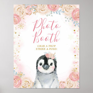 Poster Moça Pinguin Winter Snowflake - Sinal de Foto Boot