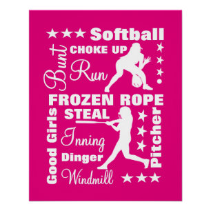 Póster Moças de Softball Palavras de Terminoligia Esport