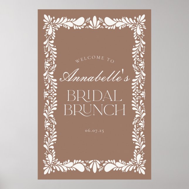 Poster Mocha Brown Talavera Fiesta Bridal Brunch (Frente)