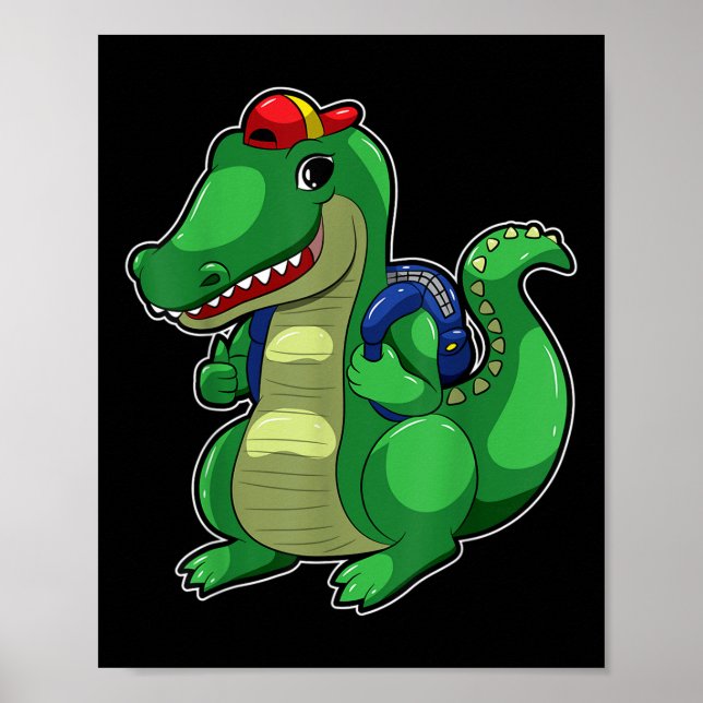 Poster Mochila De Volta à Escola Crocodilo Engraçado Croc (Frente)