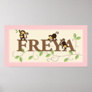 Póster Mod Monkey Personalizado Nome Personalizado do Beb