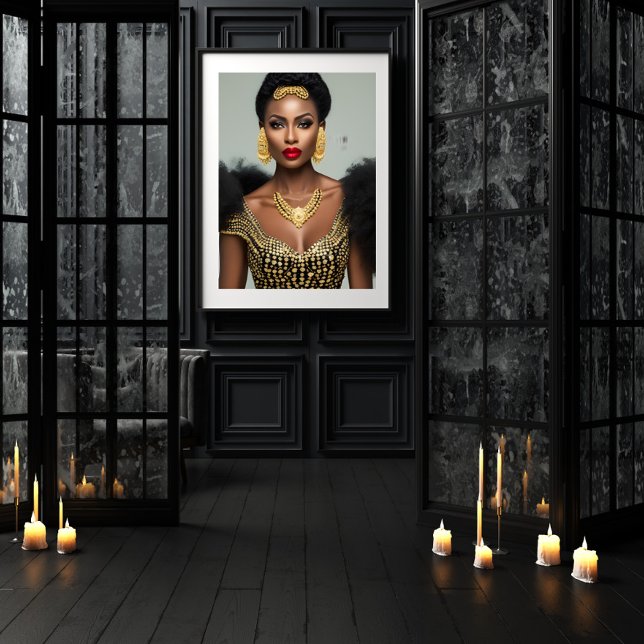 Poster Moda Africana jóias de ouro preto Brincos colar (Criador carregado)